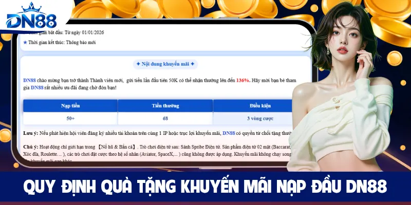 Quy định quà tặng khuyến mãi nạp đầu DN88